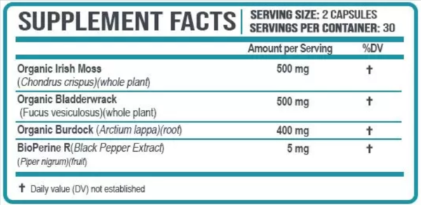 Organic Sea Moss Supplement Facts