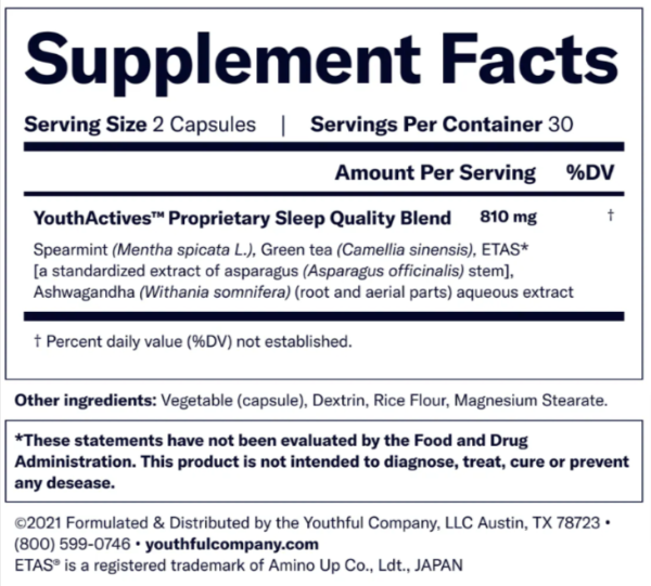 youthful sleep Supplement Facts