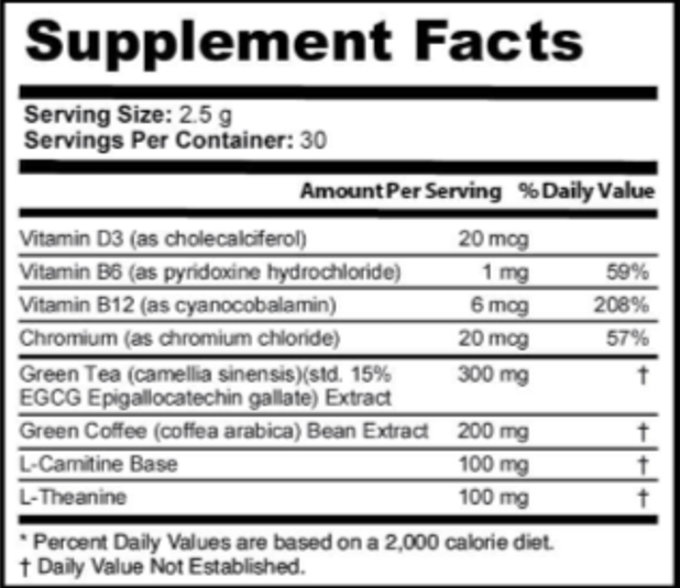 Lean-Bean Supplement Facts