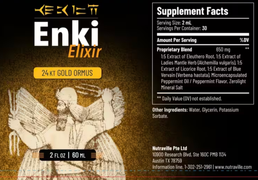 Enki Elixir supplement facts