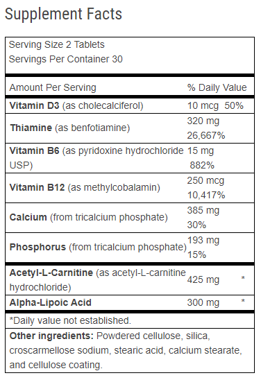 Advanced Nerve Support Supplement Fact