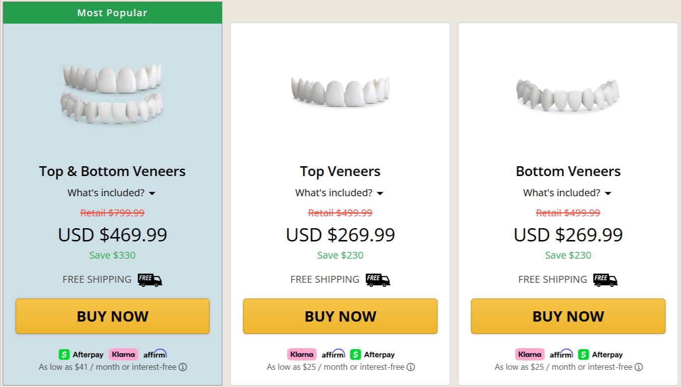 Shiny Smile Veneers Prices