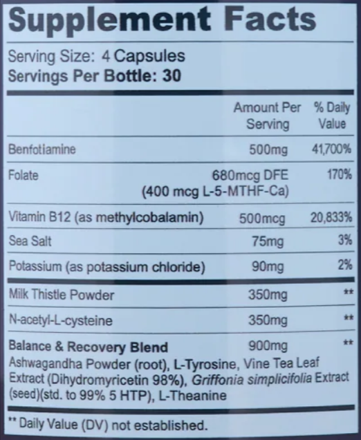 Cloud 9 Daily Restore Supplement Fact