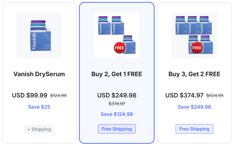 Vanish DrySerum price package