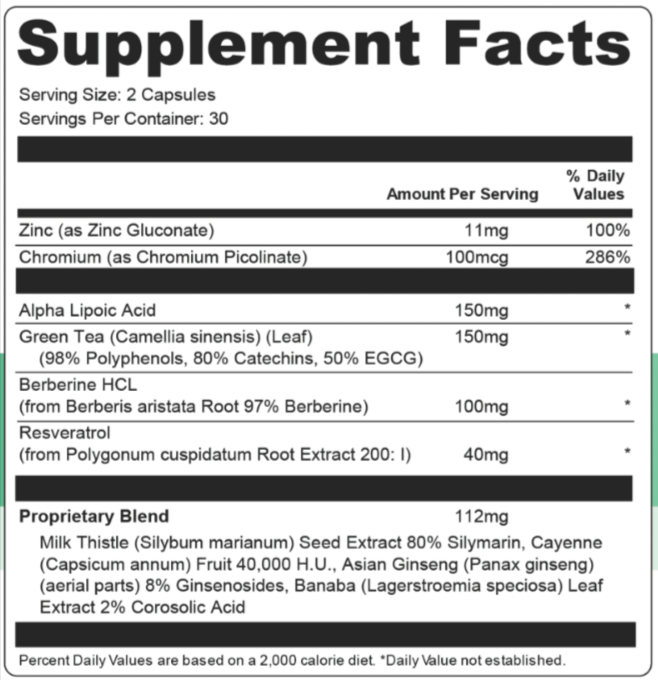 VertiGenics Supplement Fact