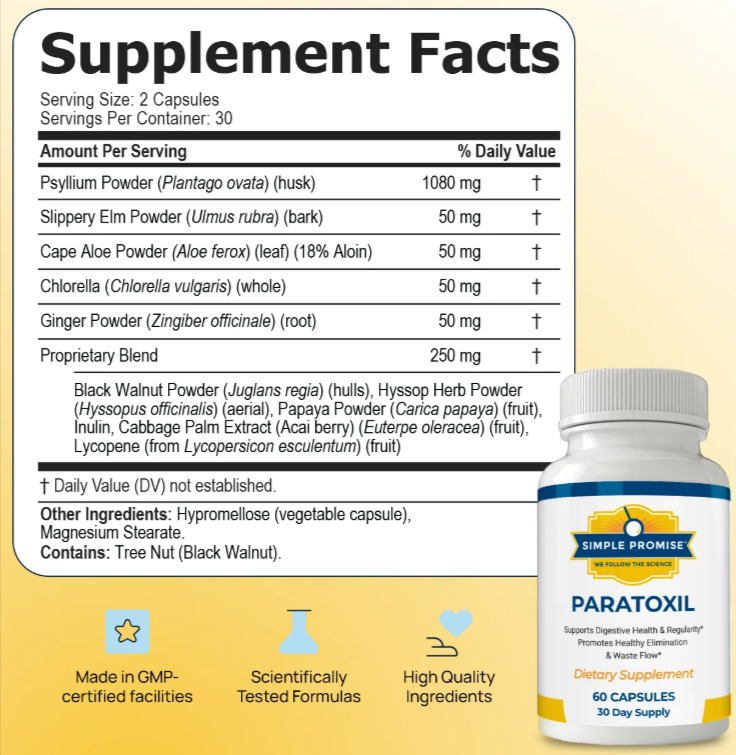 Paratoxil supllement facts