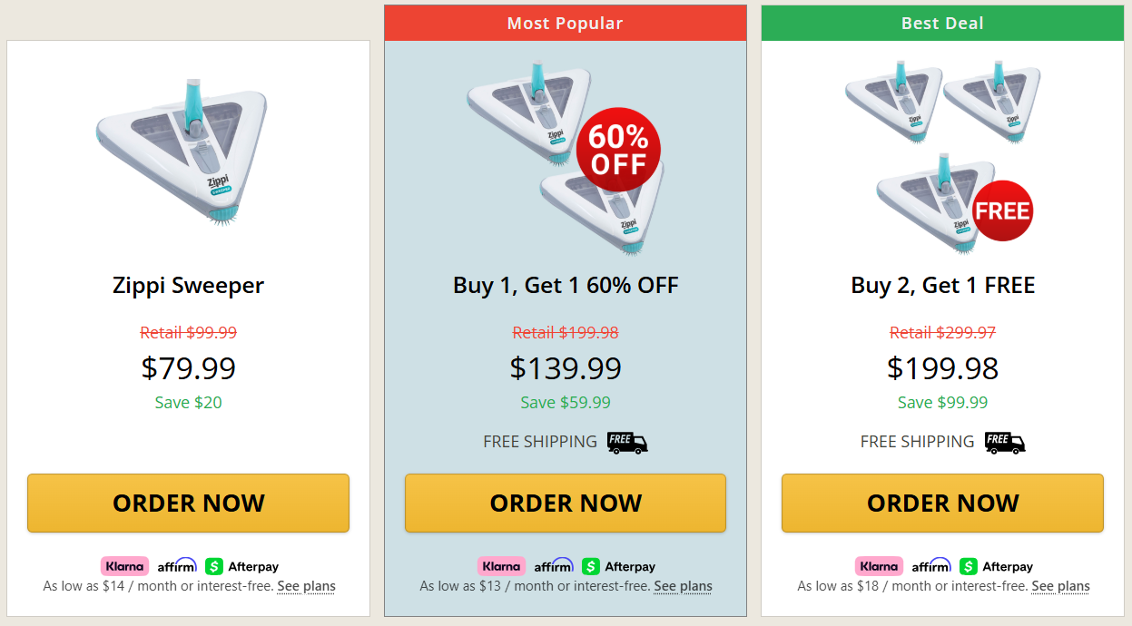 Zippi Sweeper Mop pricing details