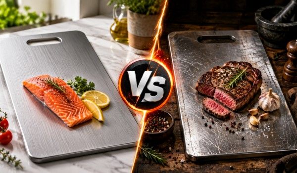 katu chef titanium cutting board vs steel cutting board