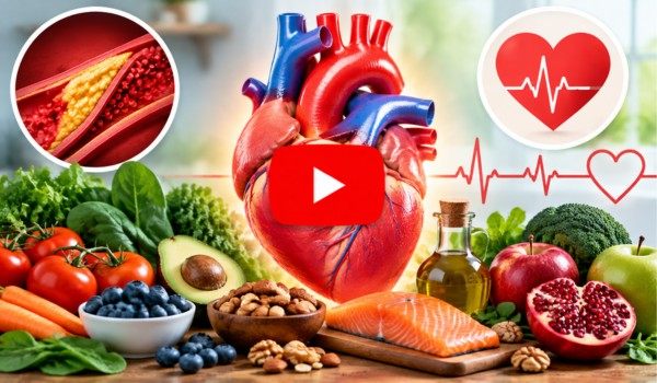 Heart health Foods and Anatomy Montage
