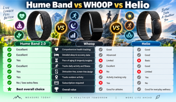 Hume Band vs WHOOP vs Helio heading benefits